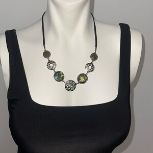Lia Sophia necklace hematite genuine abalone filigree &  matching bracelet